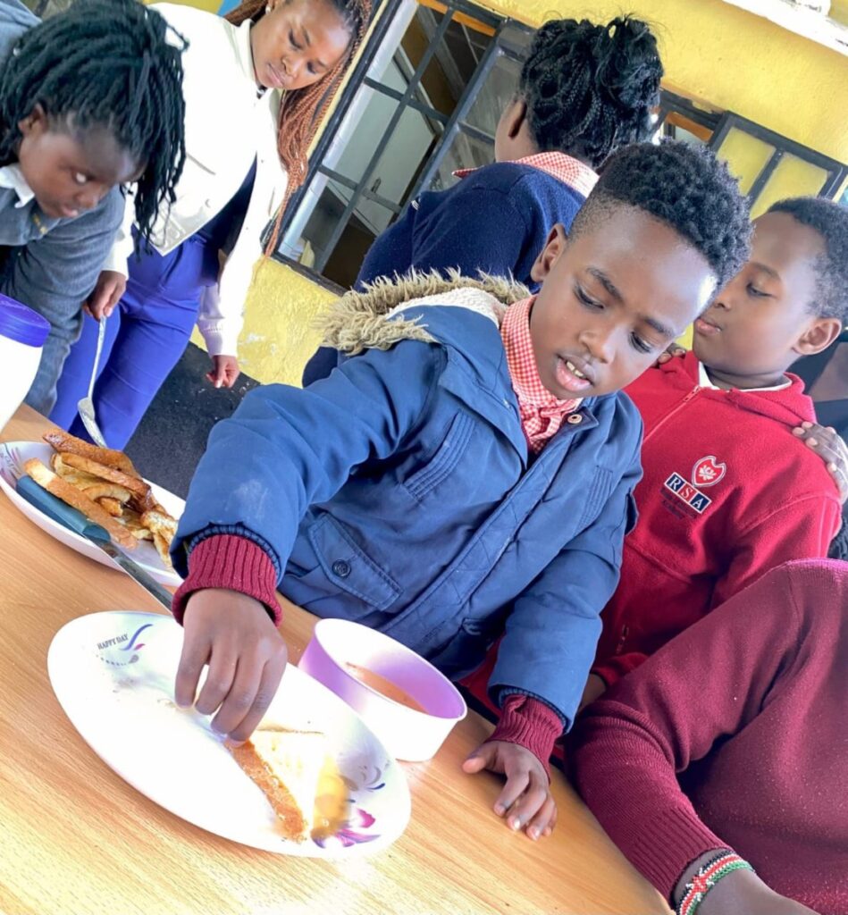 Learners participating in self-care activities at Holmeside School